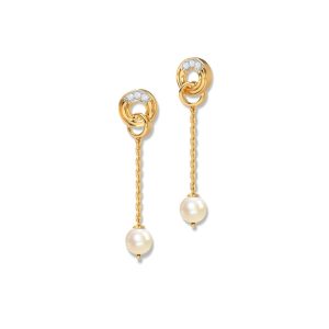 Intertwine Circlet Pearl Drop Earrings